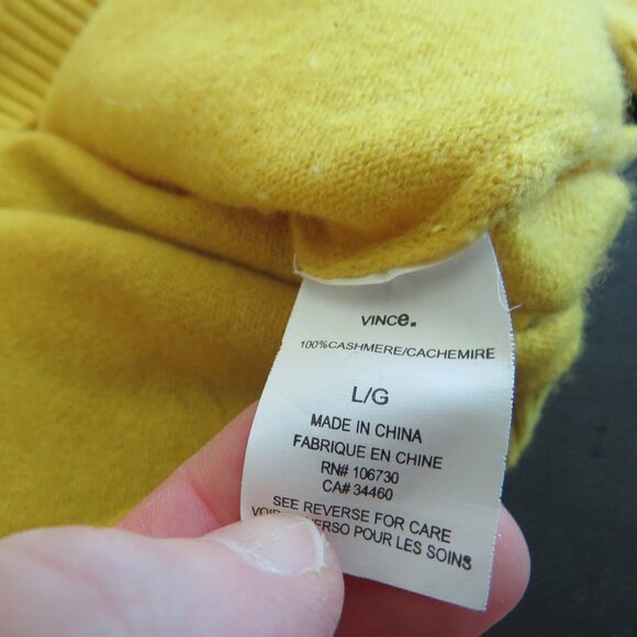 VINCE 100% Cashmere Scoop Neck Sweater in Canary Yellow Quiet Luxury - Size L - Picture 12 of 12